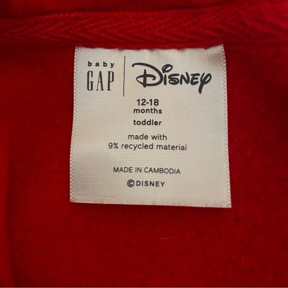 Baby Gap Disney Minnie Mouse Graphic Hoodie Dress Red Size 12-18 Months